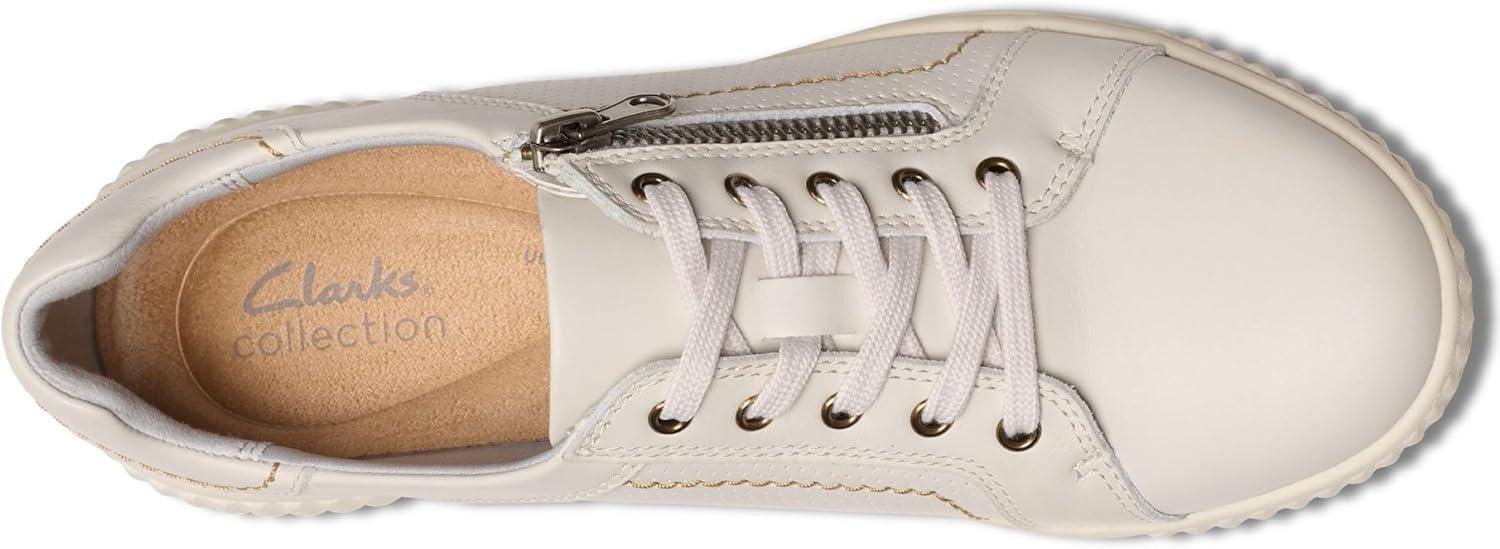 imageClarks Womens Caroline Janna Leather Side Zip Fashion SneakerWhite Leather