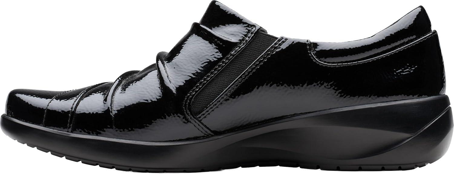 imageClarks Womens Kaetlyn Mila Leather SlipOn LoafersBlack Crinkle Patent Synthetic