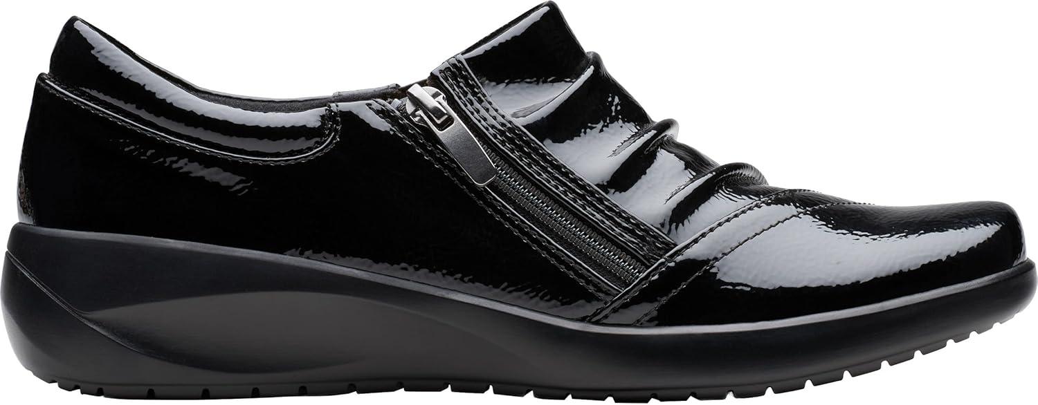 imageClarks Womens Kaetlyn Mila Leather SlipOn LoafersBlack Crinkle Patent Synthetic