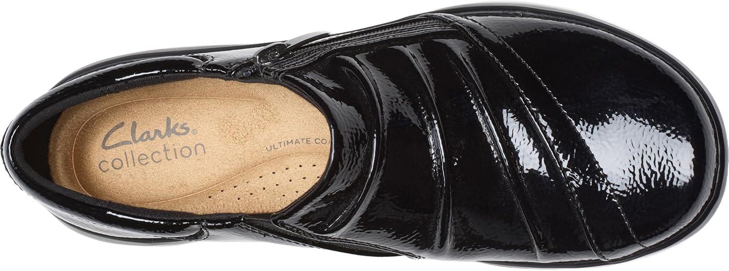 imageClarks Womens Kaetlyn Mila Leather SlipOn LoafersBlack Crinkle Patent Synthetic