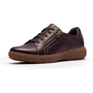 Clarks Women’s Caroline Janna Leather Side Zip Fashion Sneaker(Merlot Leather)
