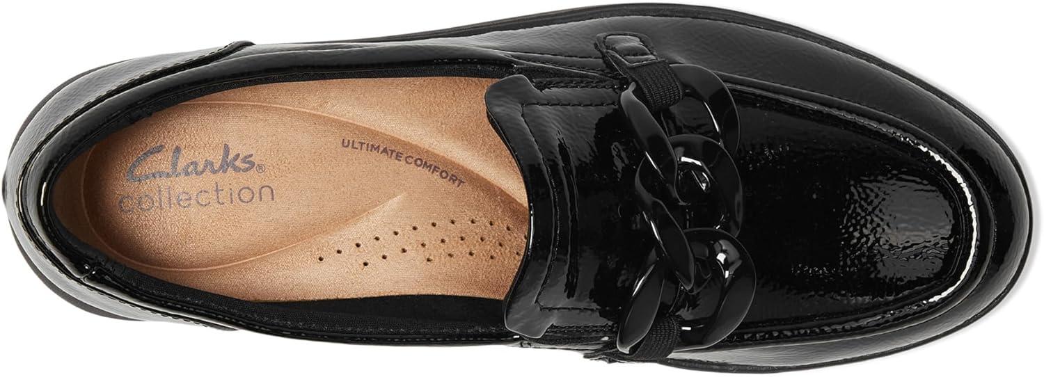 imageClarks Womens Zylah May LoaferBlack Crinkle Patent