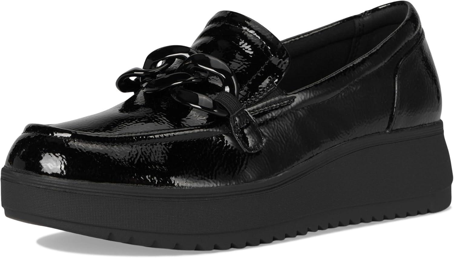 imageClarks Womens Zylah May LoaferBlack Crinkle Patent