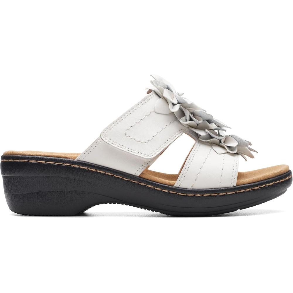 imageClarks womens Merliah RaelynSlide SandalWhite Leather