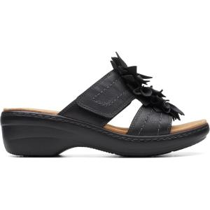 Clarks womens Merliah RaelynSlide Sandal(Black Leather)