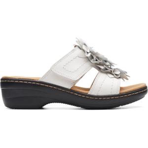 Clarks womens Merliah RaelynSlide Sandal(White Leather)