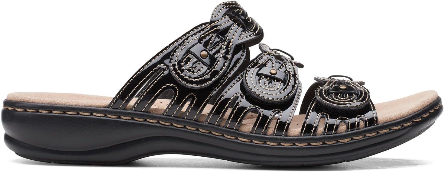imageClarks Womens Leisa Faye Flat SandalBlack Patent Synthetic
