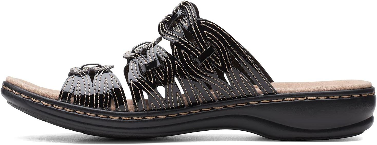imageClarks Womens Leisa Faye Flat SandalBlack Patent Synthetic