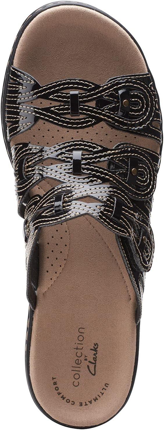 imageClarks Womens Leisa Faye Flat SandalBlack Patent Synthetic