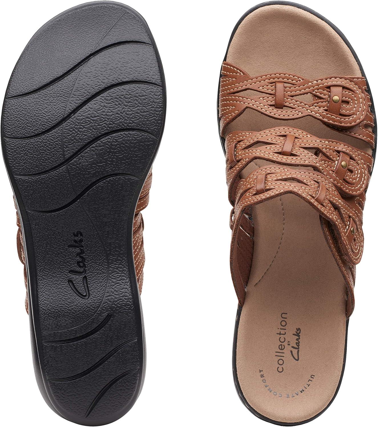 imageClarks Womens Leisa Faye Flat SandalTan Leather