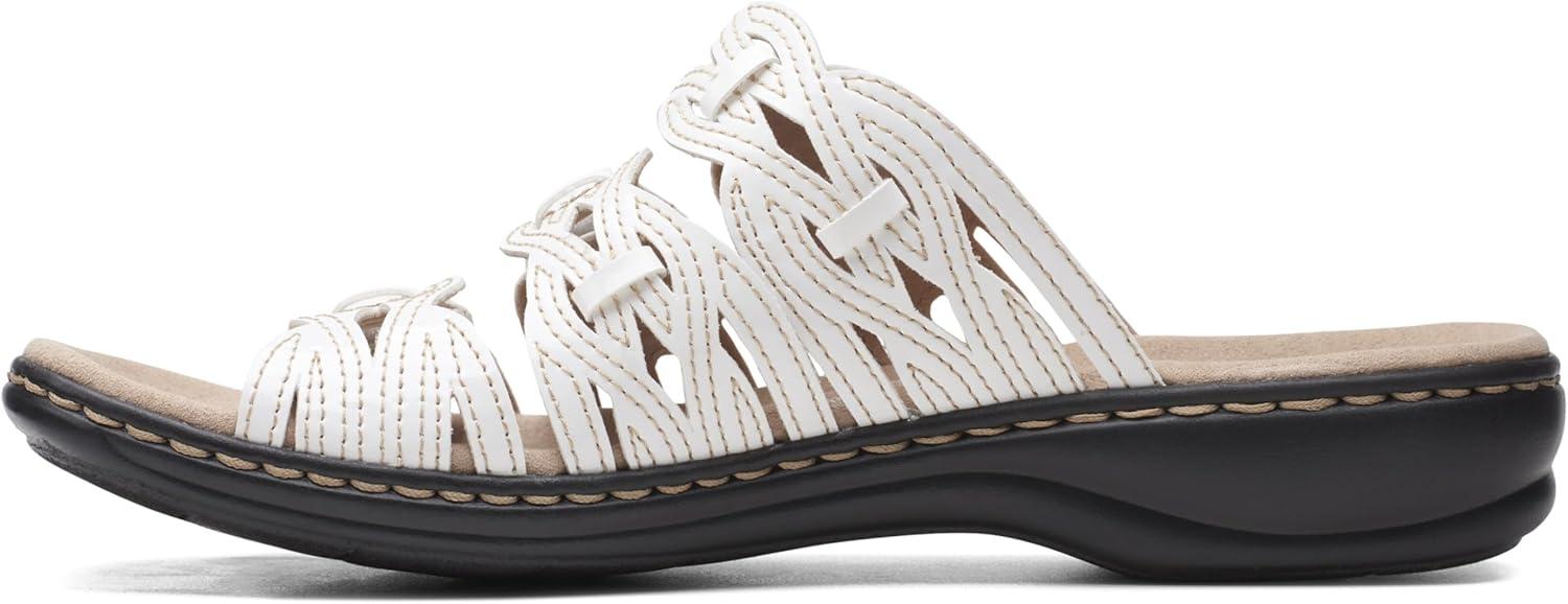 imageClarks Womens Leisa Faye Flat SandalWhite Patent Synthetic