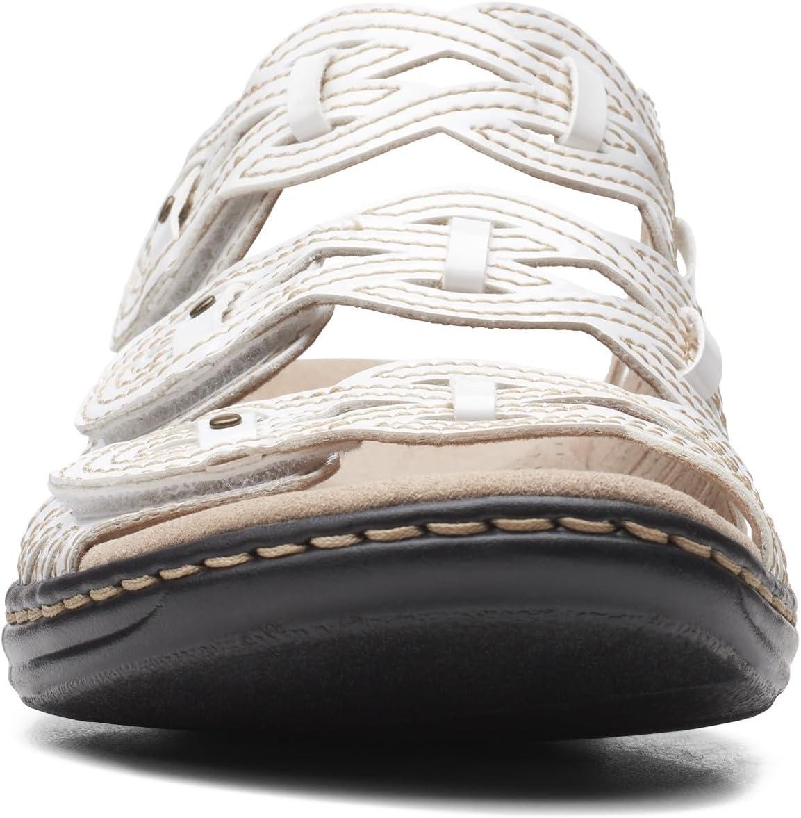 imageClarks Womens Leisa Faye Flat SandalWhite Patent Synthetic
