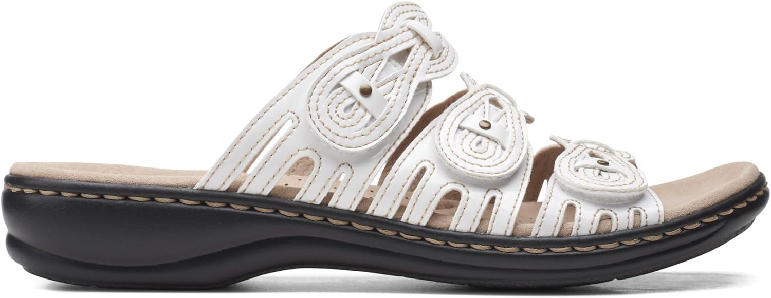 imageClarks Womens Leisa Faye Flat SandalWhite Patent Synthetic