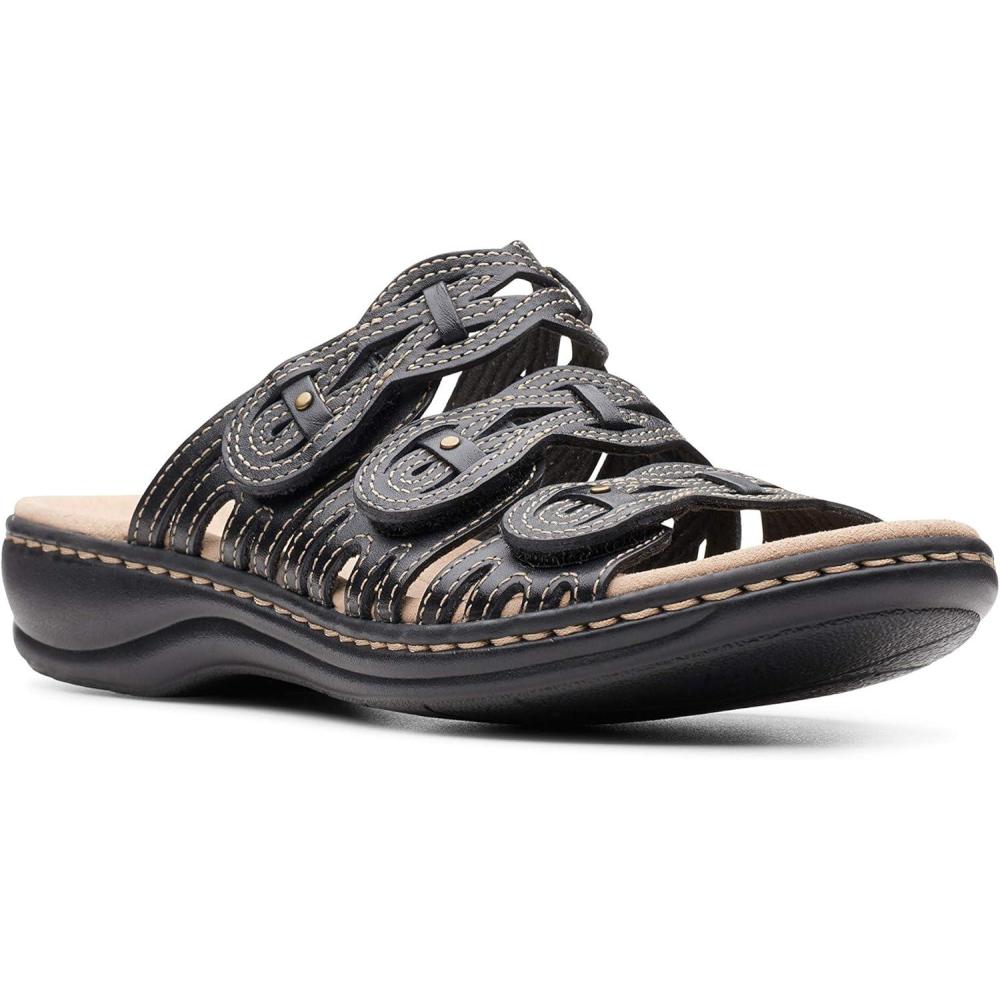 imageClarks Womens Leisa Faye Flat SandalBlack Leather
