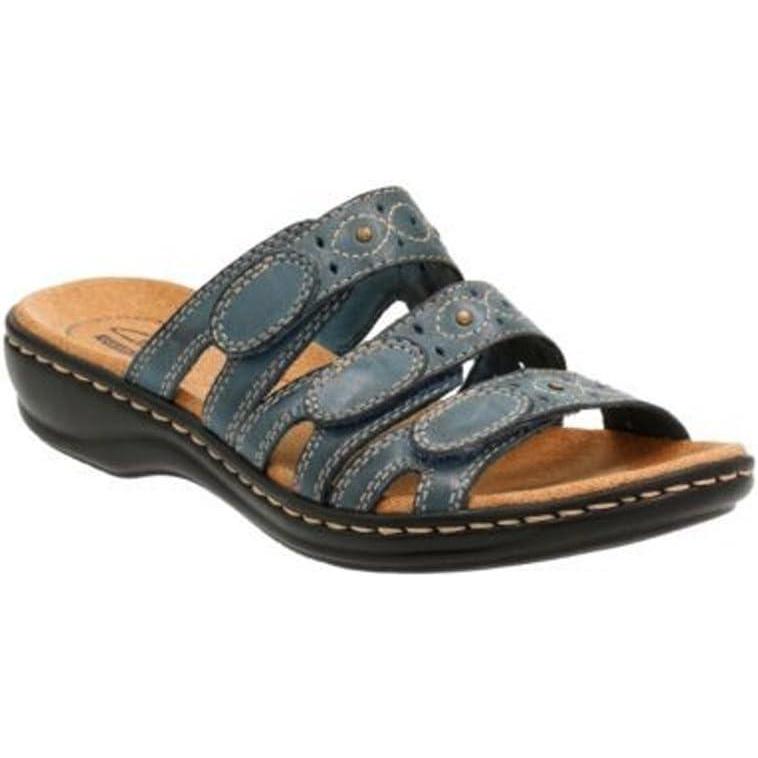 imageClarks Womens Leisa Cacti Q Slide SandalDenim Blue Leather