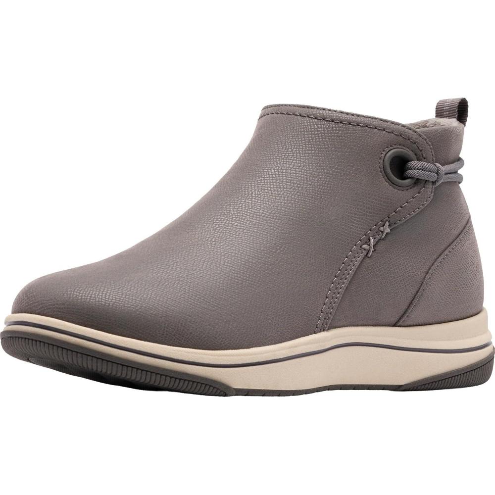 imageClarks Womens Breeze Derby CloudSteppers Lightweight Ankle BootiesDark Grey Textile