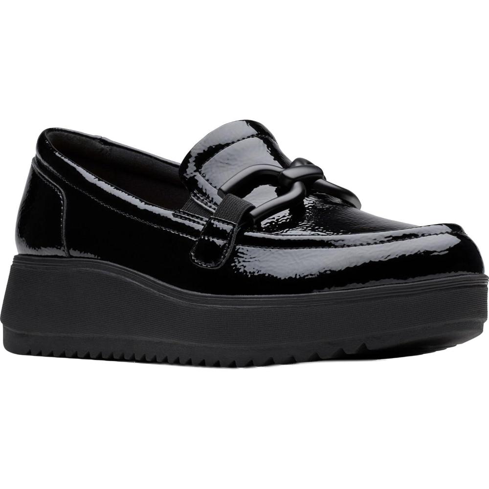 imageClarks Womens Zylah Top LoaferBlack Crinkle Patent Synthetic
