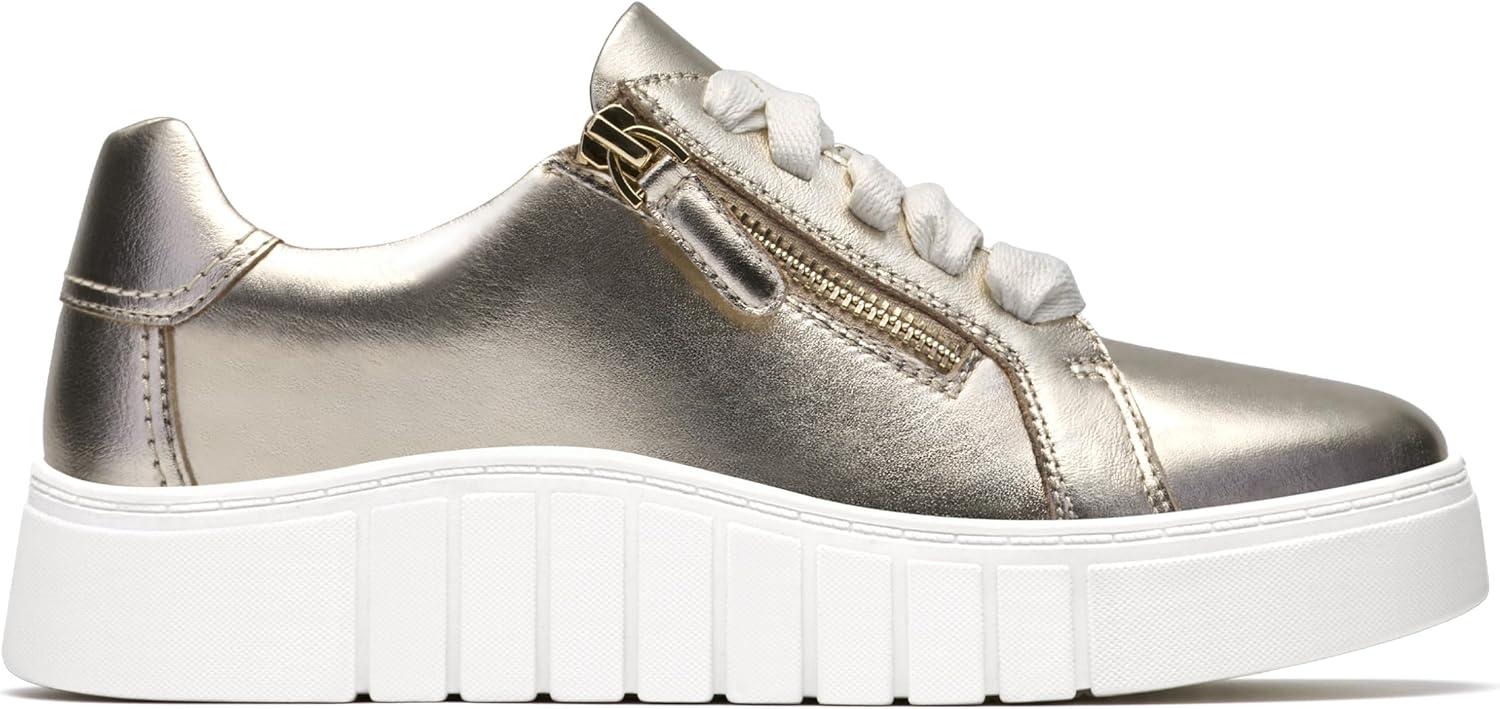 imageClarks Womens Mykah Joy Platform Fashion SneakerGold Leather