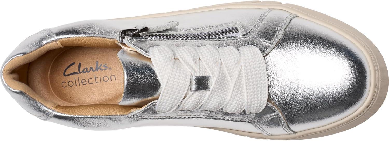 imageClarks Womens Mykah Joy Platform Fashion SneakerSilver Leather