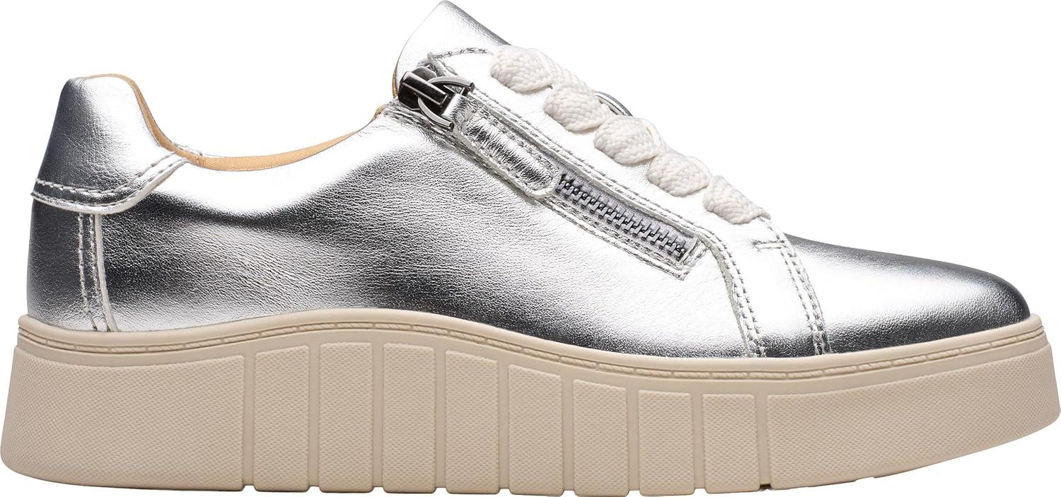 imageClarks Womens Mykah Joy Platform Fashion SneakerSilver Leather