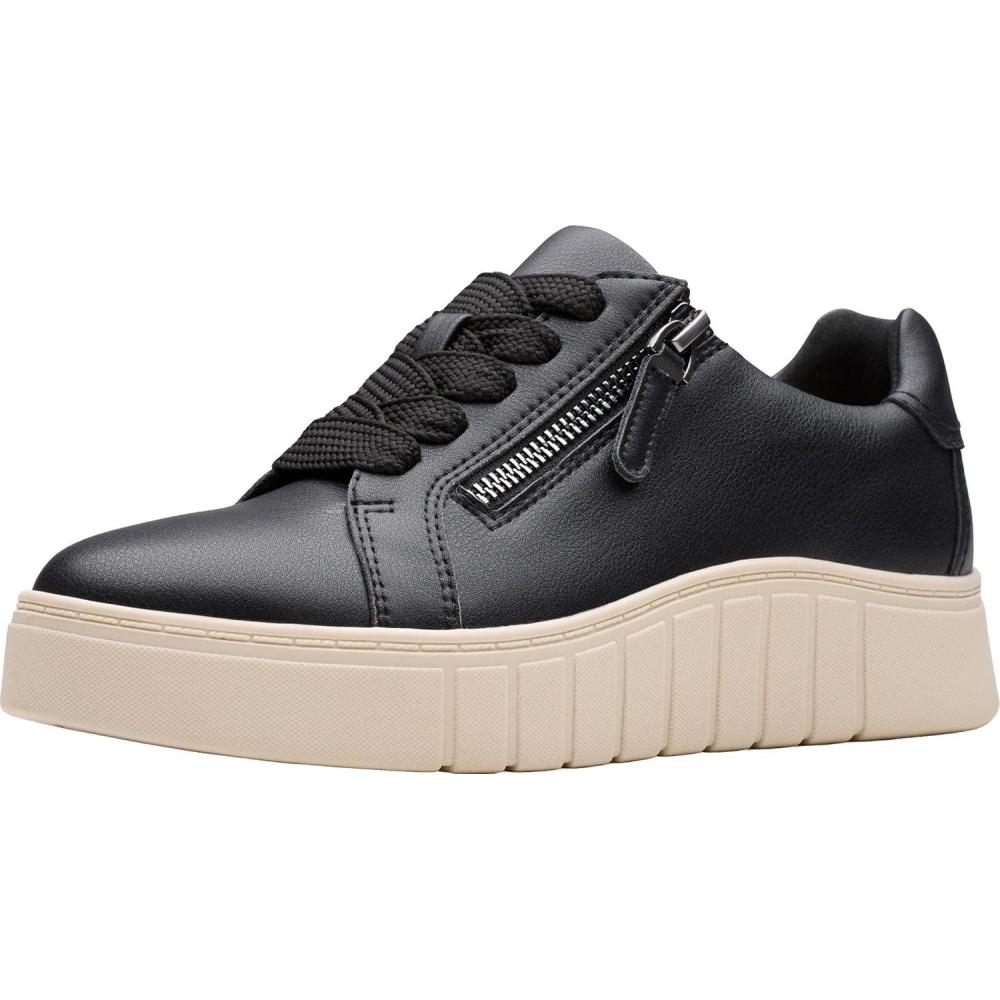 imageClarks Womens Mykah Joy Platform Fashion SneakerBlack Leather
