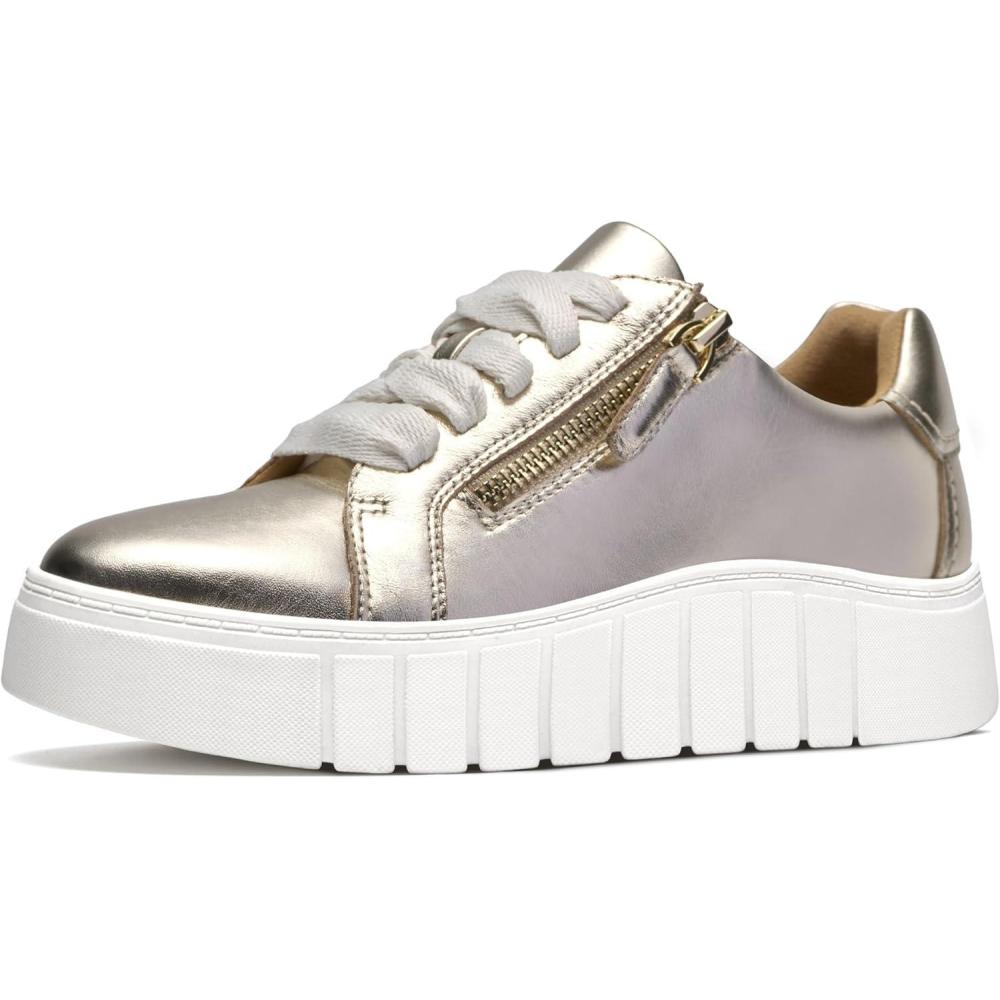 imageClarks Womens Mykah Joy Platform Fashion SneakerGold Leather