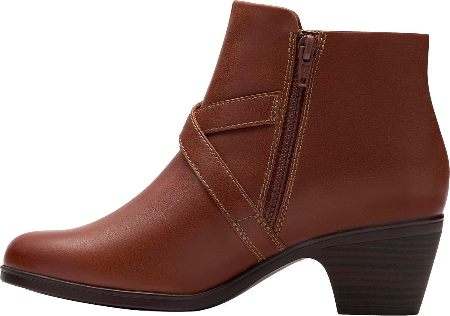 imageClarks Womens Emily2 Henley Leather Ankle Zip BootieBritish Tan Leather