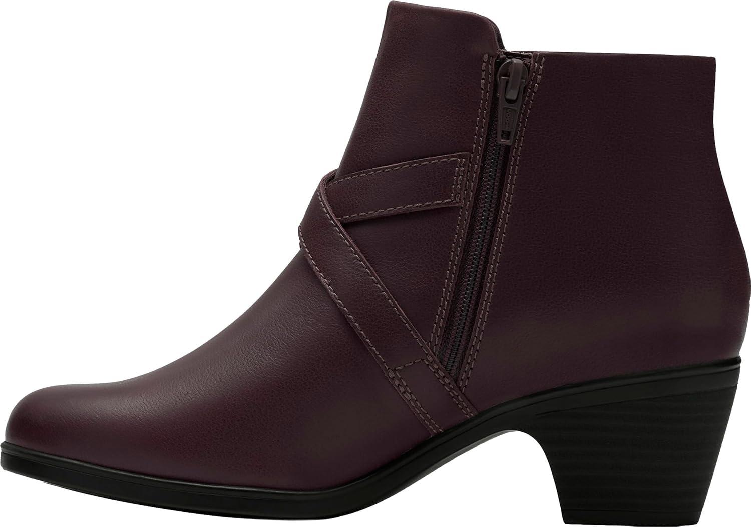 imageClarks Womens Emily2 Henley Leather Ankle Zip BootieChocolate Leather