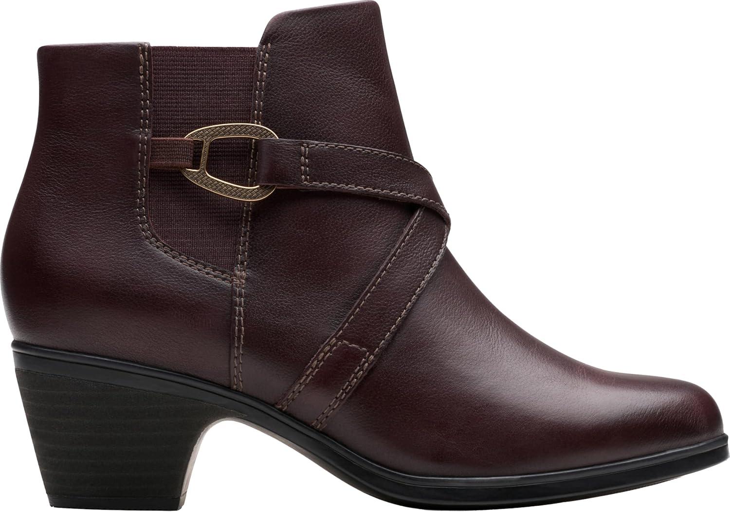 imageClarks Womens Emily2 Henley Leather Ankle Zip BootieChocolate Leather