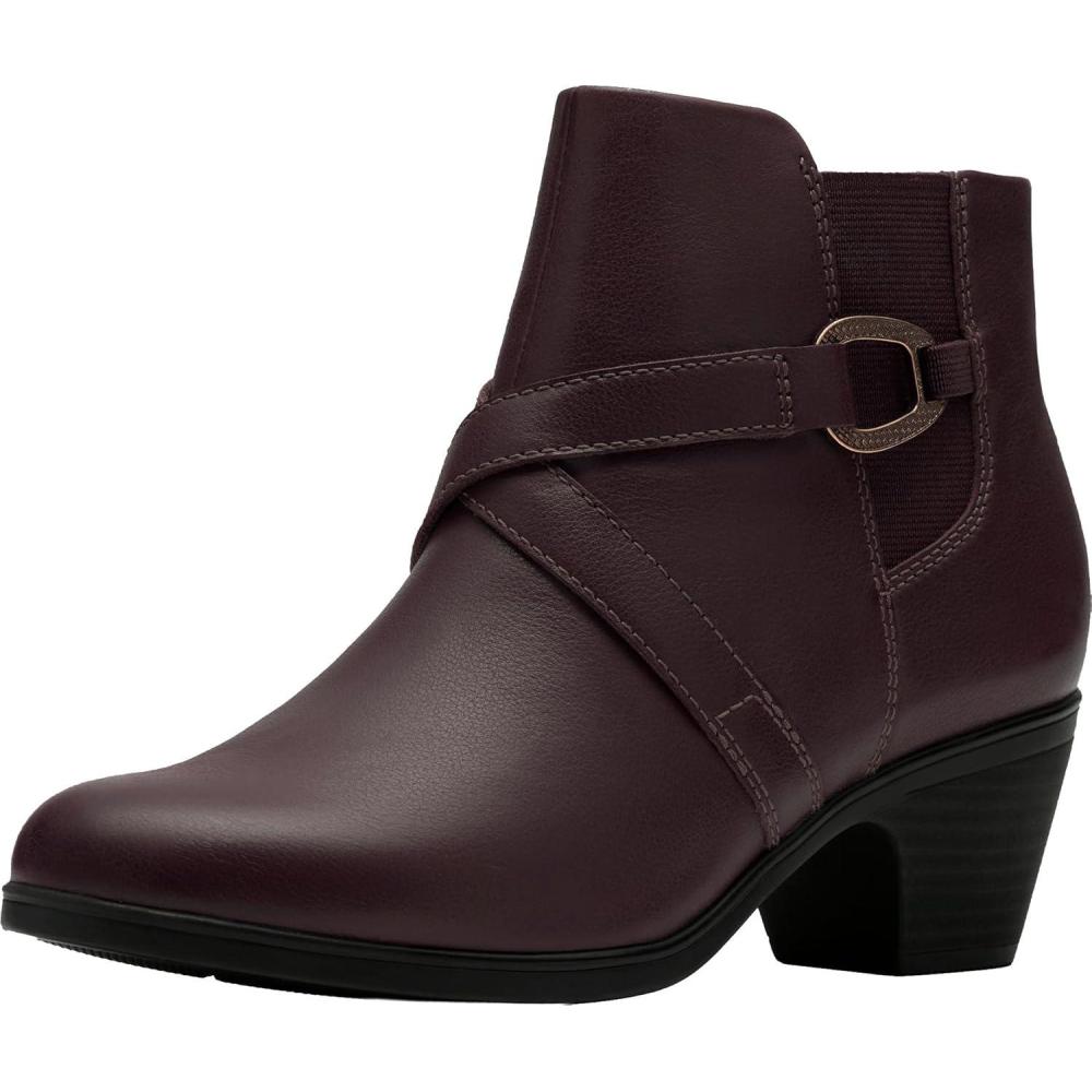 imageClarks Womens Emily2 Henley Leather Ankle Zip BootieChocolate Leather