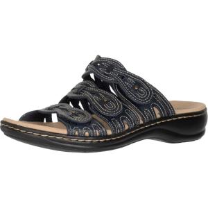 Clarks Women’s Leisa Faye Flat Sandal(Navy Leather)