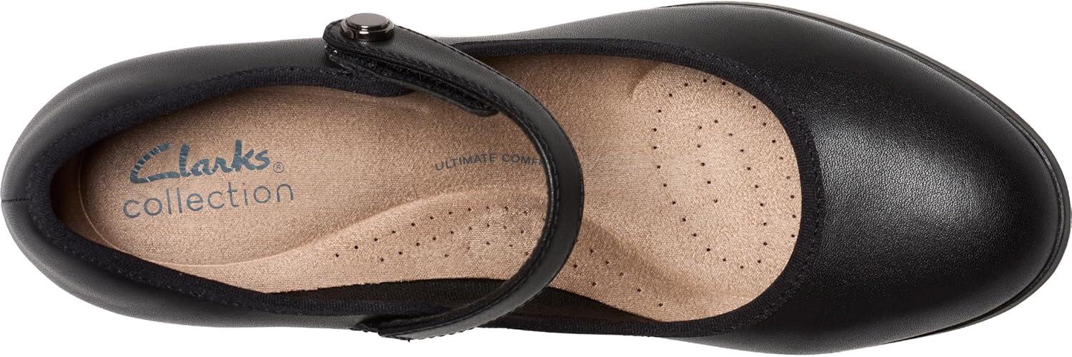 imageClarks Womens Bayla Lily Block Heel Mary Jane PumpBlack Leather