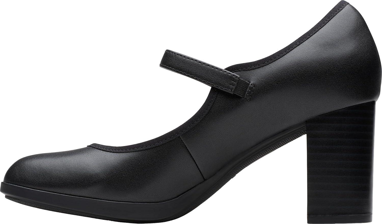 imageClarks Womens Bayla Lily Block Heel Mary Jane PumpBlack Leather