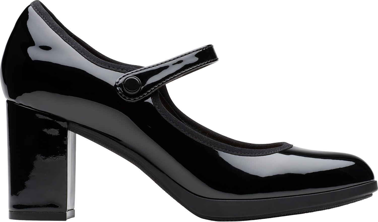 imageClarks Womens Bayla Lily Block Heel Mary Jane PumpBlack Patent Synthetic