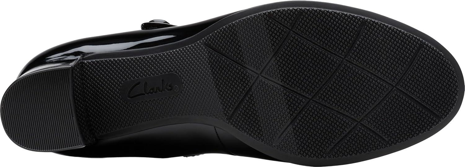 imageClarks Womens Bayla Lily Block Heel Mary Jane PumpBlack Patent Synthetic