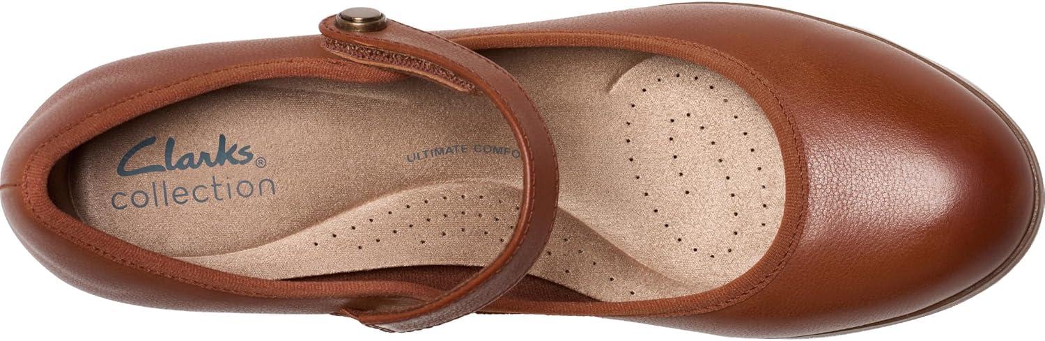 imageClarks Womens Bayla Lily Block Heel Mary Jane PumpTan Leather