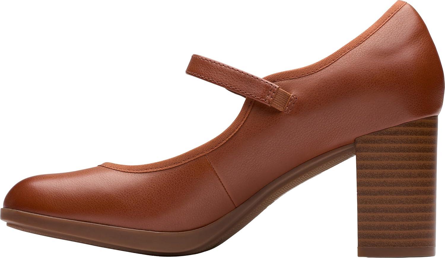 imageClarks Womens Bayla Lily Block Heel Mary Jane PumpTan Leather