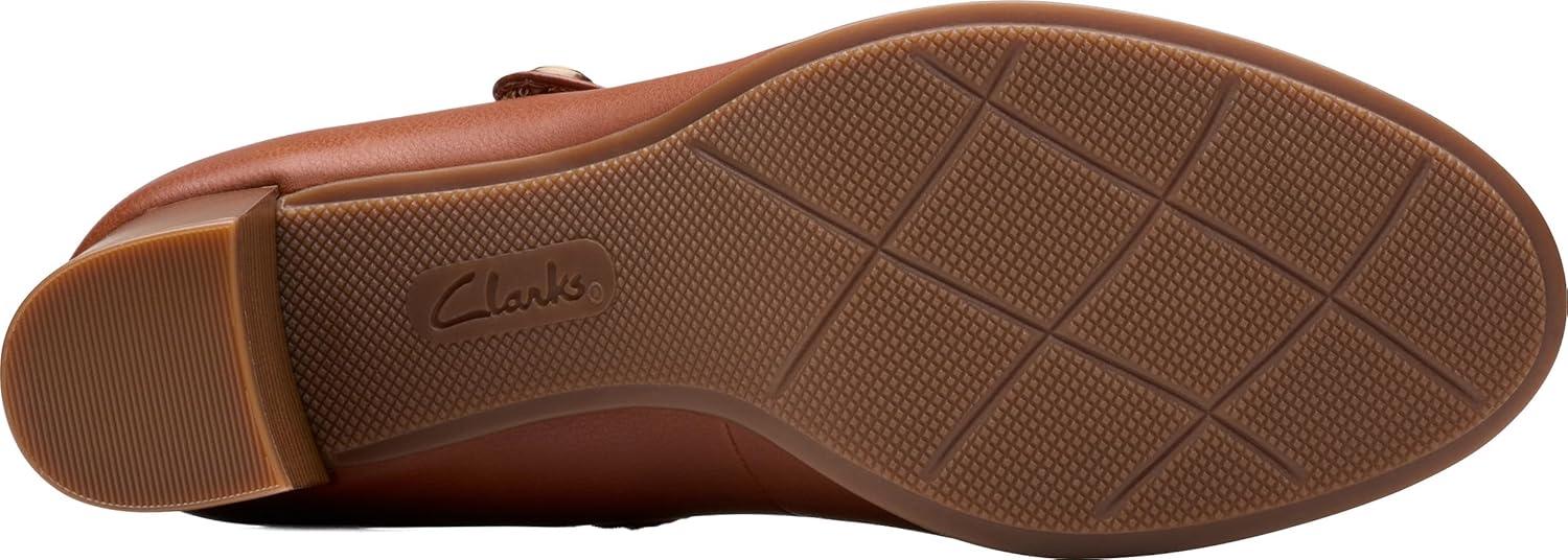 imageClarks Womens Bayla Lily Block Heel Mary Jane PumpTan Leather