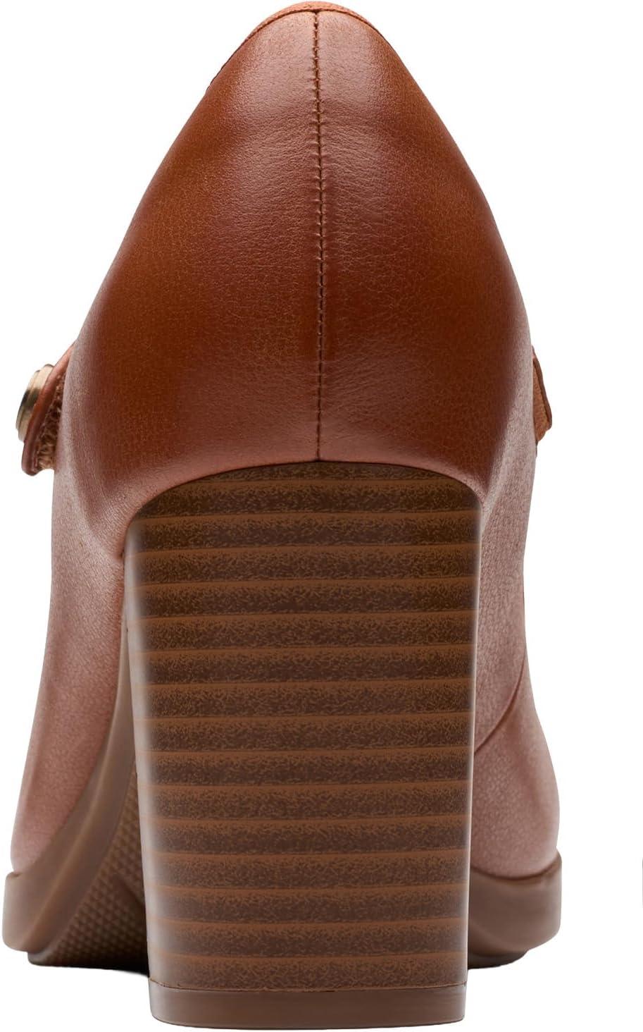 imageClarks Womens Bayla Lily Block Heel Mary Jane PumpTan Leather