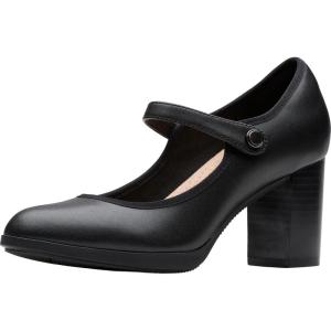 Clarks Women’s Bayla Lily Block Heel Mary Jane Pump(Black Leather)
