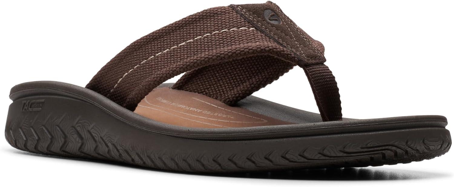 imageClarks Wesley Post Mens FlipFlopDark Brown Textile