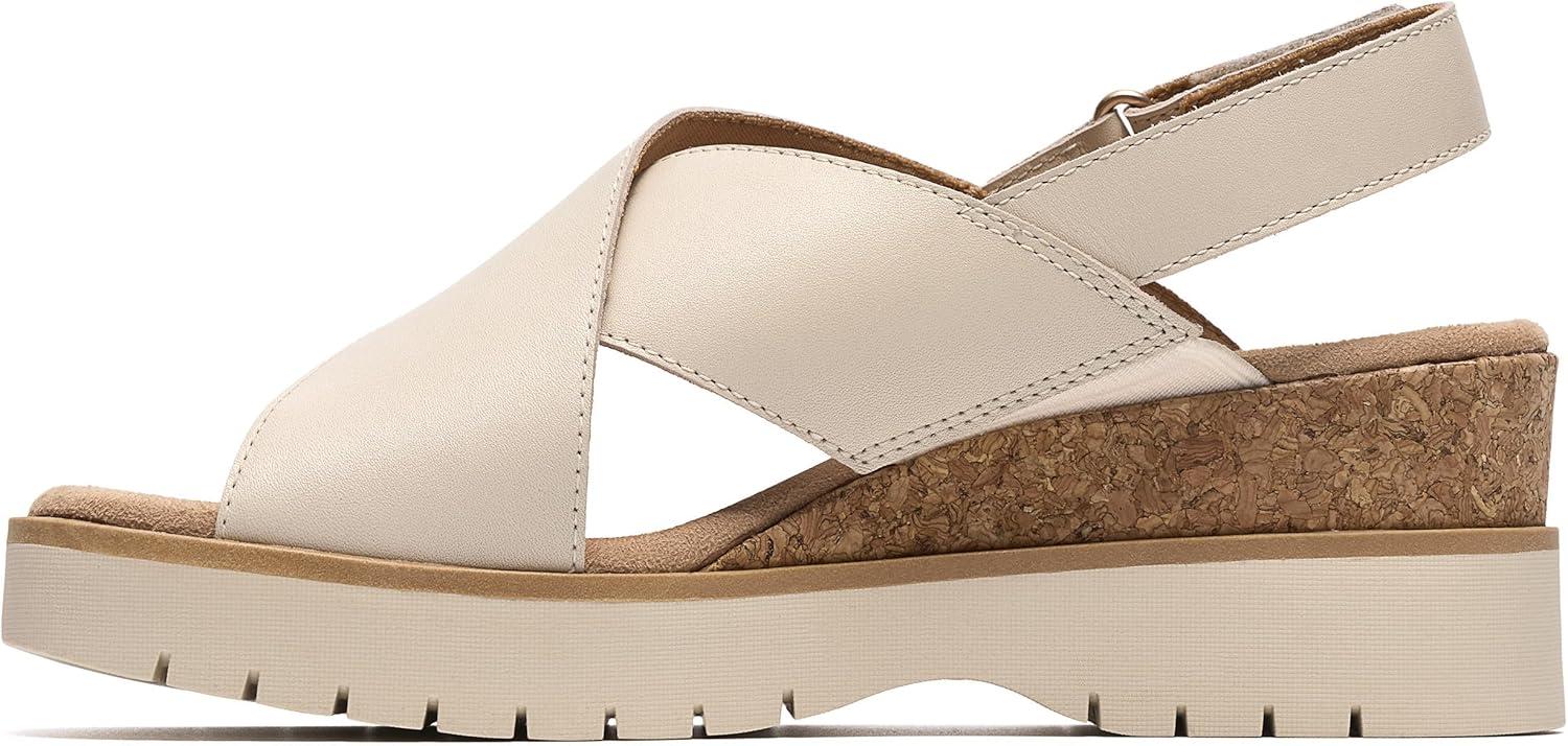 imageClarks Womens Diaz Cross Wedge SandalCream Leather
