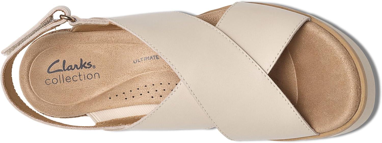 imageClarks Womens Diaz Cross Wedge SandalCream Leather