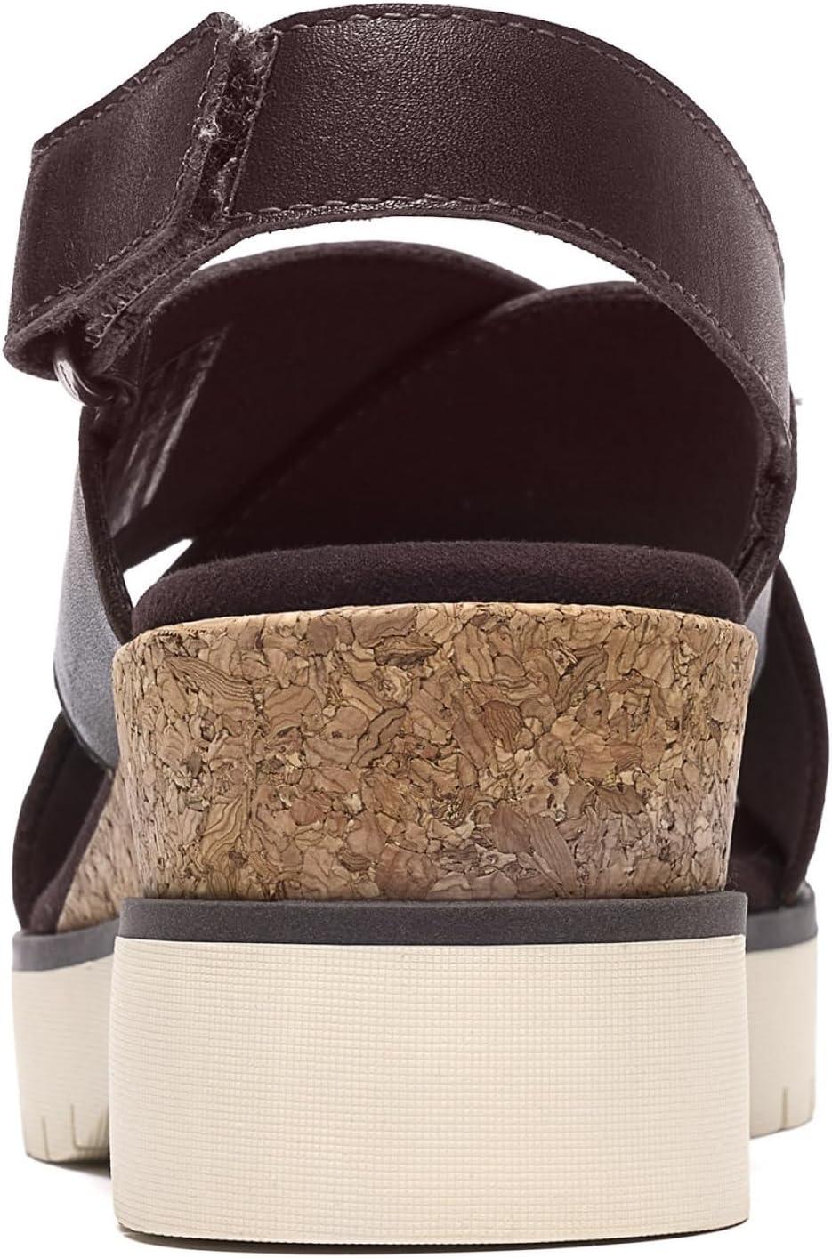 imageClarks Womens Diaz Cross Wedge SandalDark Brown Leather