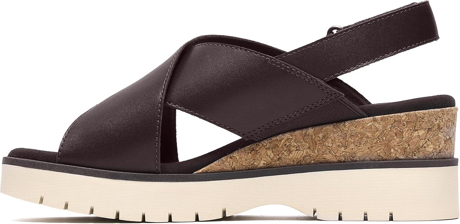imageClarks Womens Diaz Cross Wedge SandalDark Brown Leather