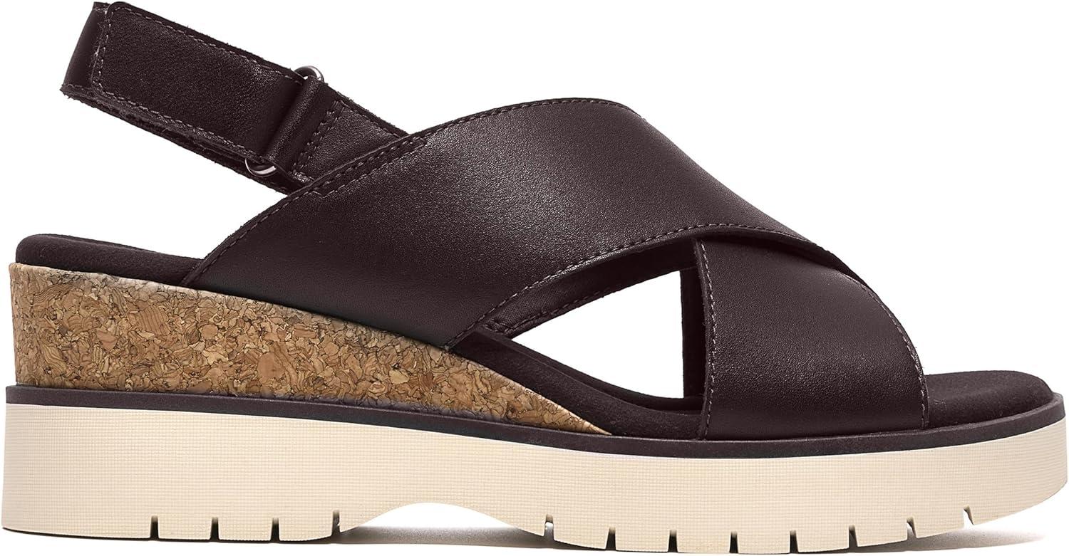 imageClarks Womens Diaz Cross Wedge SandalDark Brown Leather