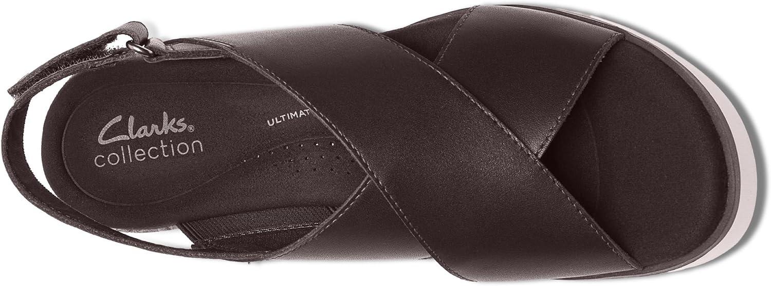 imageClarks Womens Diaz Cross Wedge SandalDark Brown Leather