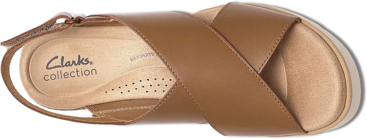 imageClarks Womens Diaz Cross Wedge SandalTan Leather