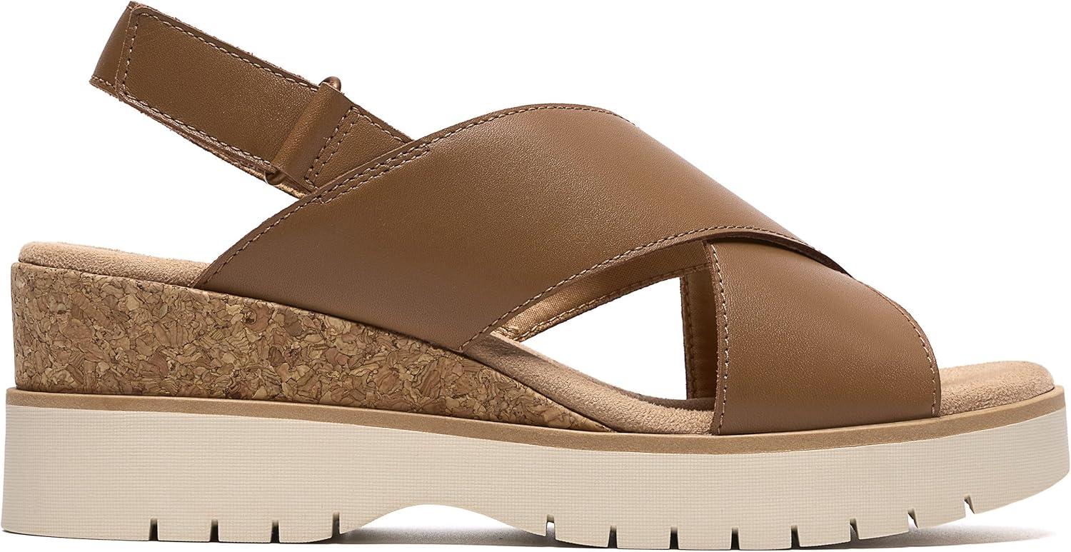 imageClarks Womens Diaz Cross Wedge SandalTan Leather