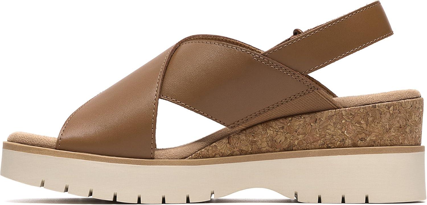 imageClarks Womens Diaz Cross Wedge SandalTan Leather